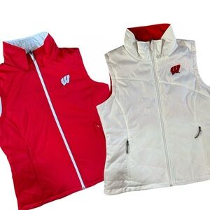 Columbia Wisconsin Badgers Reversible Red White Full Zip Insulated Vest XL